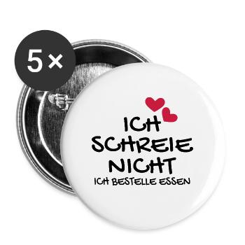 Baby Neugeborenes Babyspruch lustig Geschenk - Buttons groß 56 mm (5er Pack) - Weiß - Vorne