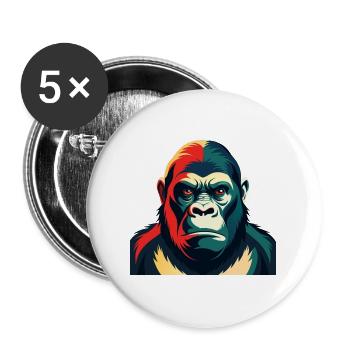 Gorille Dessin Animé Personnage Animal De Compagnie Coloré - Lot de 5 grands badges (56 mm) - blanc - Devant