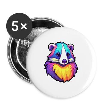 Dachs bunte Aquarell-Karikatur Kawaii Tier - Buttons groß 56 mm (5er Pack) - Weiß - Vorne