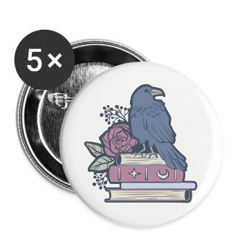 Mystischer Rabe - Buttons groß 56 mm (5er Pack) - Weiß - Vorne