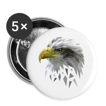 Seeadler Adler Low poly Polygone geometrisch - Buttons groß 56 mm (5er Pack) - Weiß - Vorne