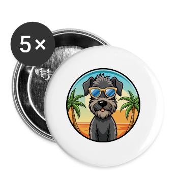 Kerry Blue Terrier Hunderasse Cartoon Sonnenbrille - Buttons groß 56 mm (5er Pack) - Weiß - Vorne