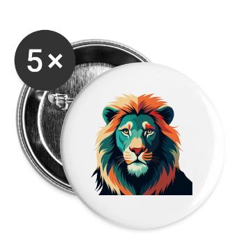 Lion Dessin Animé Personnage Animal De Compagnie Coloré - Lot de 5 grands badges (56 mm) - blanc - Devant