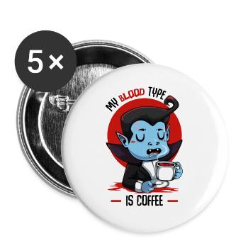 Blutkaffee Vampir Cartoon - Buttons groß 56 mm (5er Pack) - Weiß - Vorne