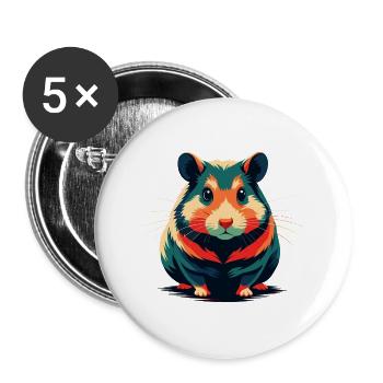 Hamster Cartoon Character Colorful Pet Animal - Buttons large 2.2''/56 mm (5-pack) - white - Front
