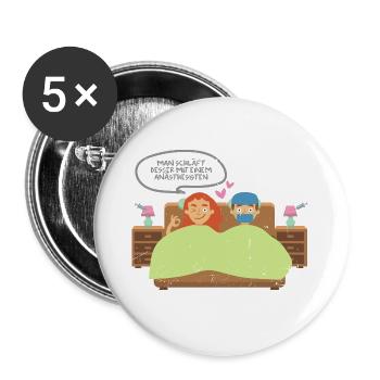Flirtender Anästhesist Betäubungsmittel - Buttons groß 56 mm (5er Pack) - Weiß - Vorne