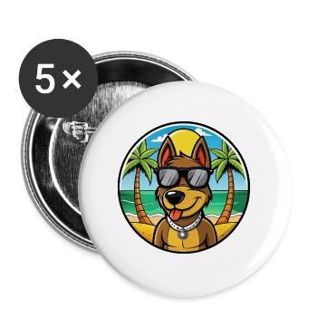 Deutscher Jagdterrier Hunderasse Cartoon Beach - Buttons groß 56 mm (5er Pack) - Weiß - Vorne