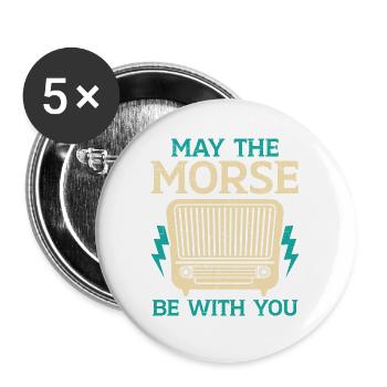 Möge das Morsealphabet mit dir sein Funkamateur Ha - Buttons groß 56 mm (5er Pack) - Weiß - Vorne