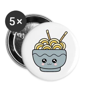 Nouilles Ramen Cuisine japonaise - Lot de 5 grands badges (56 mm) - blanc - Devant