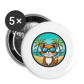 Hantilly Tiffany Cat Breed Cartoon Sunglass Beach - Buttons large 2.2''/56 mm (5-pack) - white - Front