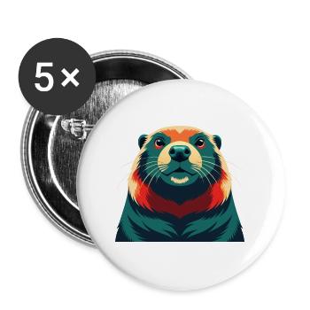 Biber Cartoon Figur Buntes Haustier Tier - Buttons groß 56 mm (5er Pack) - Weiß - Vorne
