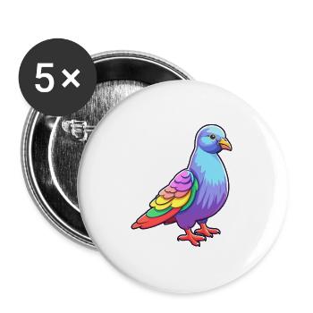 Taube buntes Aquarell Cartoon Kawaii Tier - Buttons groß 56 mm (5er Pack) - Weiß - Vorne
