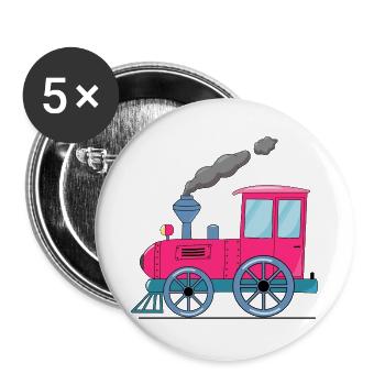 Kinderzug Eisenbahn pink - Buttons groß 56 mm (5er Pack) - Weiß - Vorne