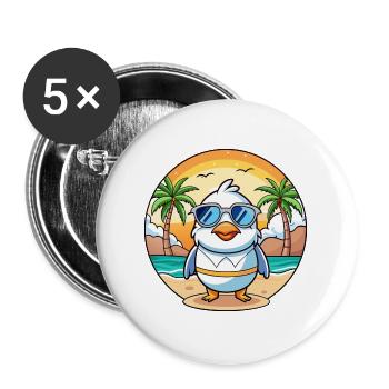 Möwe Lustige Cartoon Sommer Strand Sonnenbrille - Buttons groß 56 mm (5er Pack) - Weiß - Vorne