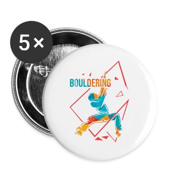 Dynamischer Boulderer Felsbrocken - Buttons groß 56 mm (5er Pack) - Weiß - Vorne