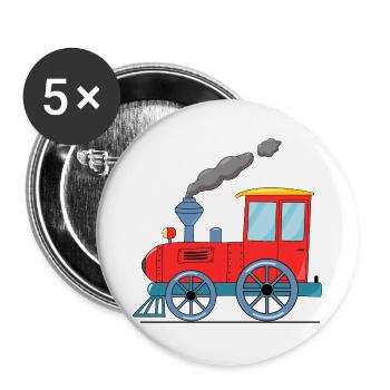 Children's train railway red - Buttons large 2.2''/56 mm (5-pack) - white - Front