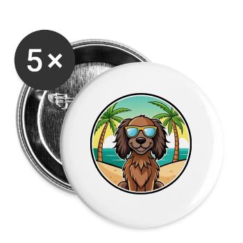 Deutsch Langhaar Vorstehhund Rasse Cartoon Strand - Buttons groß 56 mm (5er Pack) - Weiß - Vorne