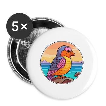 Kuckuck Aquarell Cartoon Kawaii Clipart Tier - Buttons groß 56 mm (5er Pack) - Weiß - Vorne