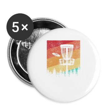 Disc Golf Retro - Buttons groß 56 mm (5er Pack) - Weiß - Vorne