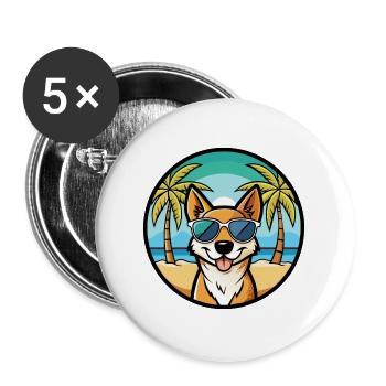 Perro De Presa Mallorquinische Hunderasse Cartoon Beach - Buttons groß 56 mm (5er Pack) - Weiß - Vorne