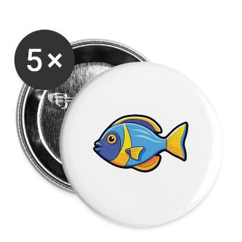 Doktorfisch-Karikatur-Kawaii-Aquarellillustration - Buttons groß 56 mm (5er Pack) - Weiß - Vorne