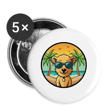 Pumi Hunderasse Cartoon Sonnenbrille Strand - Buttons groß 56 mm (5er Pack) - Weiß - Vorne