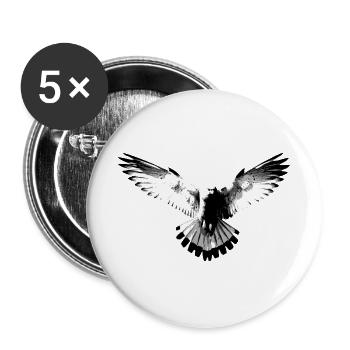 Faucon noir et blanc - Lot de 5 grands badges (56 mm) - blanc - Devant