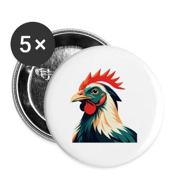 Huhn Cartoon Figur Buntes Haustier Tier - Buttons groß 56 mm (5er Pack) - Weiß - Vorne