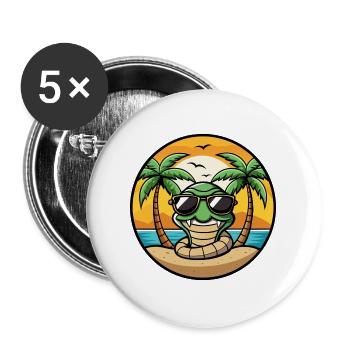 Schlange Lustige Cartoon Sommer Strand Sonnenbrille Cool - Buttons groß 56 mm (5er Pack) - Weiß - Vorne
