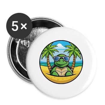 Turtle Funny Cartoon Summer Beach Sunglasses Cool - Buttons large 2.2''/56 mm (5-pack) - white - Front