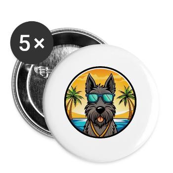 Scottish Terrier Hunderasse Cartoon Sonnenbrille Strand - Buttons groß 56 mm (5er Pack) - Weiß - Vorne