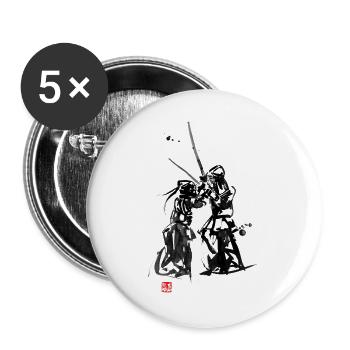 Kendo, eine Kampfkunst aus Japan - Buttons groß 56 mm (5er Pack) - Weiß - Vorne