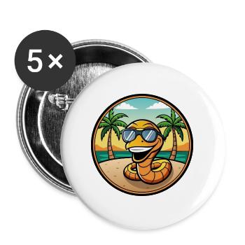 Schlange Lustige Cartoon Sommer Strand Sonnenbrille Cool - Buttons groß 56 mm (5er Pack) - Weiß - Vorne