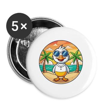 Gans Lustige Cartoon Sommer Strand Sonnenbrille - Buttons groß 56 mm (5er Pack) - Weiß - Vorne