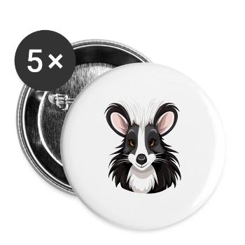Stinktier buntes Aquarell Cartoon Kawaii Tier - Buttons groß 56 mm (5er Pack) - Weiß - Vorne