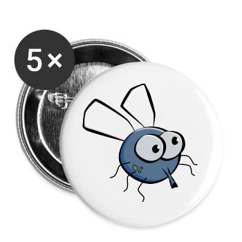 Fliege - Buttons groß 56 mm (5er Pack) - Weiß - Vorne