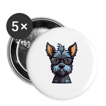 Scottish Terrier Hunderasse Aquarell Karikatur Kawa - Buttons groß 56 mm (5er Pack) - Weiß - Vorne