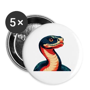 Anaconda Zeichentrickfigur Buntes Haustier Tier - Buttons groß 56 mm (5er Pack) - Weiß - Vorne