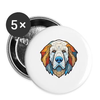 Pyrenäen-Mastiff-Hunderasse Aquarell-Illustration - Buttons groß 56 mm (5er Pack) - Weiß - Vorne