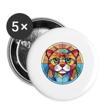 Scottish Fold Cat Bunte Aquarell-Illustration - Buttons groß 56 mm (5er Pack) - Weiß - Vorne