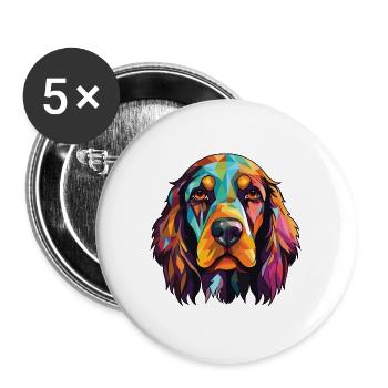 Deutsche Spaniel Hunderasse Aquarell Illustration - Buttons groß 56 mm (5er Pack) - Weiß - Vorne
