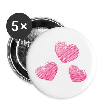 RUHESTAND. ALLES GUTE FÜR DEN RUHESTAND. ALLES GUTE FÜR DEN RUHESTAND. HERZ - Buttons groß 56 mm (5er Pack) - Weiß - Vorne