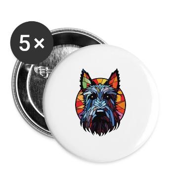 Scottish Terrier Hunderasse Aquarell Illustration - Buttons groß 56 mm (5er Pack) - Weiß - Vorne