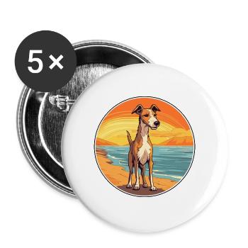 Lurcher Hund Rasse Cartoon Kawaii Clipart Hund Haustier - Buttons groß 56 mm (5er Pack) - Weiß - Vorne