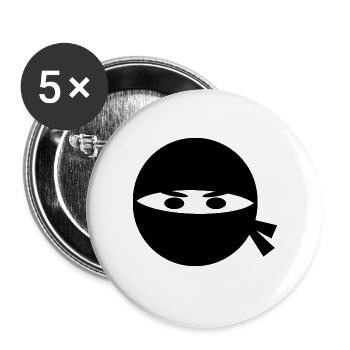 Ninja Kopf - Buttons groß 56 mm (5er Pack) - Weiß - Vorne