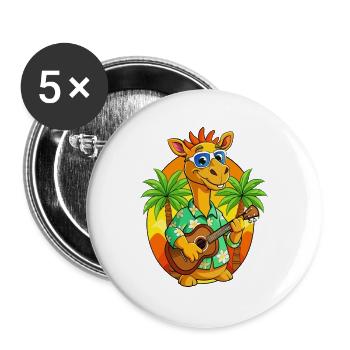 Drôle Camel Dessin animé Plage d’été Lunettes de soleil Guitare - Lot de 5 grands badges (56 mm) - blanc - Devant