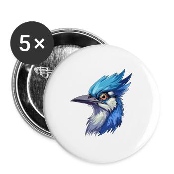 Blauer Eichelhäher Buntes Aquarell Cartoon Kawaii Tier - Buttons groß 56 mm (5er Pack) - Weiß - Vorne
