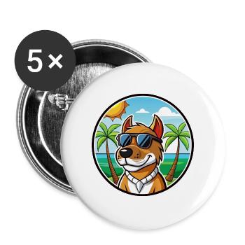 Chien de chasse norvégien Dunker Race de chien Cartoon Beach - Lot de 5 grands badges (56 mm) - blanc - Devant