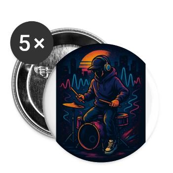 Neon Drummer - Buttons large 2.2''/56 mm (5-pack) - white - Front