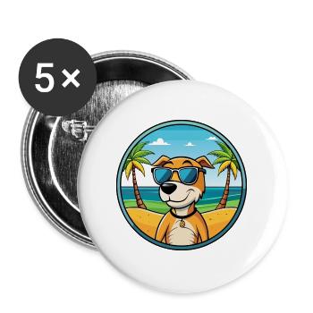 Auvergne Vorstehhund Rasse Cartoon Sonnenbrille Strand - Buttons groß 56 mm (5er Pack) - Weiß - Vorne